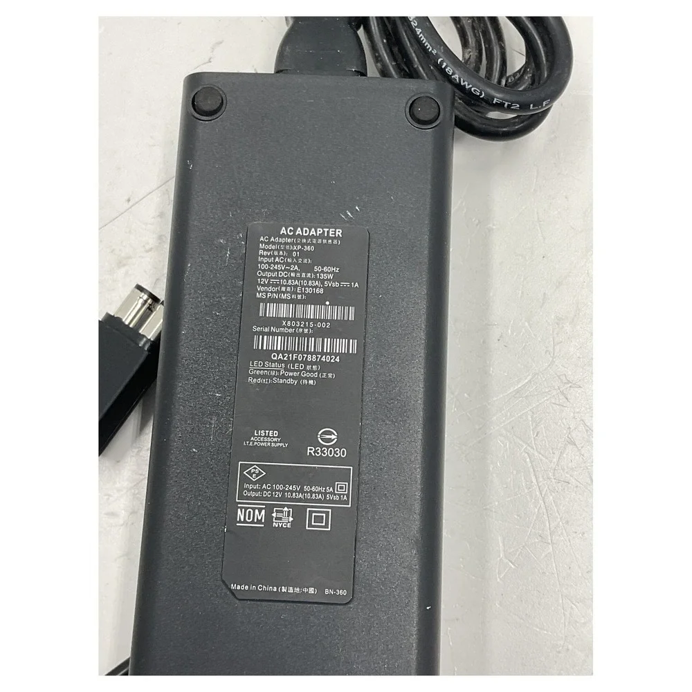 Unbranded 135W AC Power Adapter for Xbox 360 Slim XP-360 Replacement Power Brick